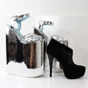 30 cm Silver Super High Heel Show Mega Platform Shoes 30 cm Silver Super High Heel Show Mega Platform Shoes
