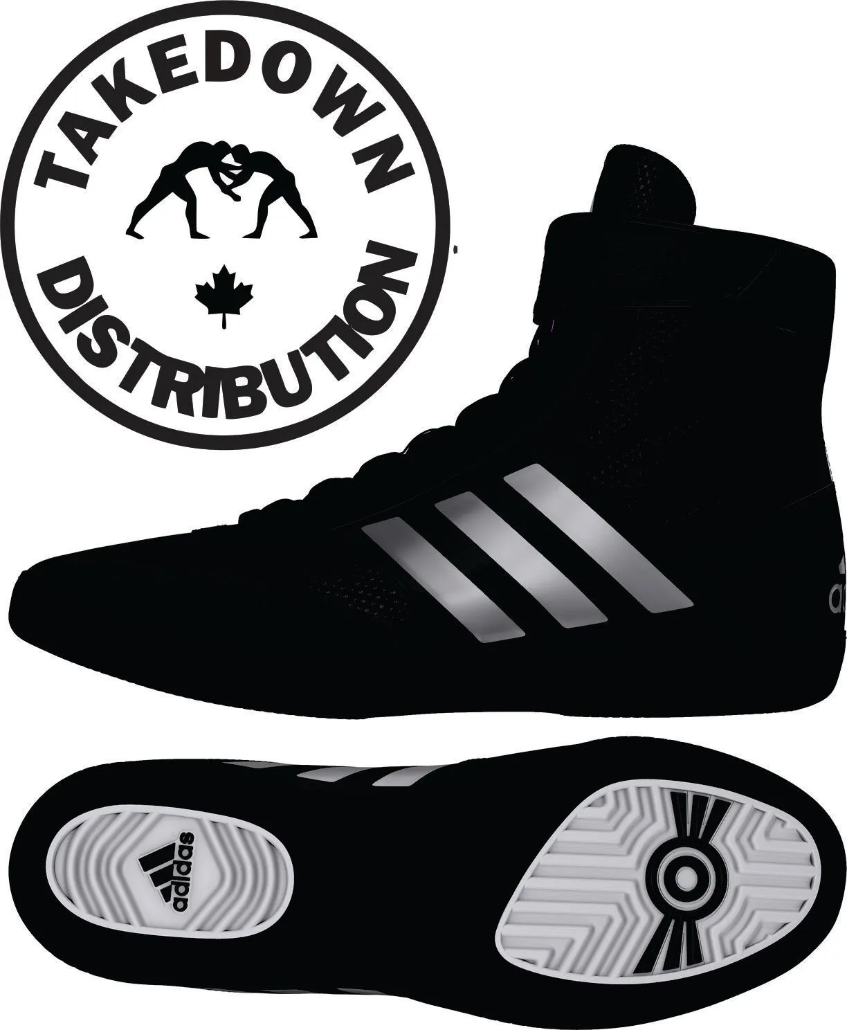 Adidas Shoe Wrestling Combat Speed 5  Black Silver SIZE 7 only