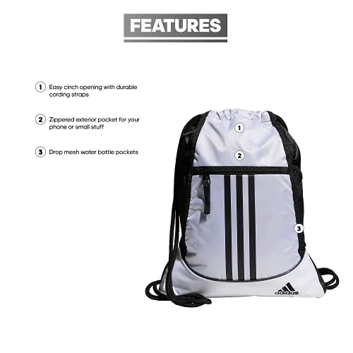 adidas Unisex Alliance II Sackpack, White/Black, ONE SIZE