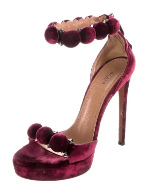 ALAÏA PARIS LA BOMBE VELVELT HEELS SANDALS