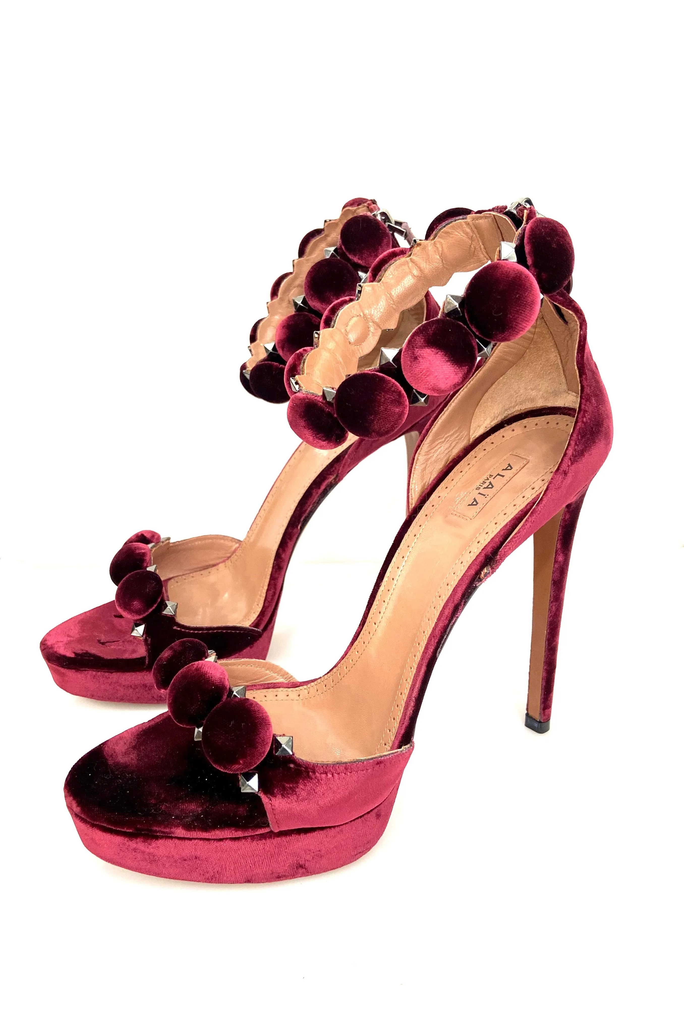 ALAÏA PARIS LA BOMBE VELVELT HEELS SANDALS