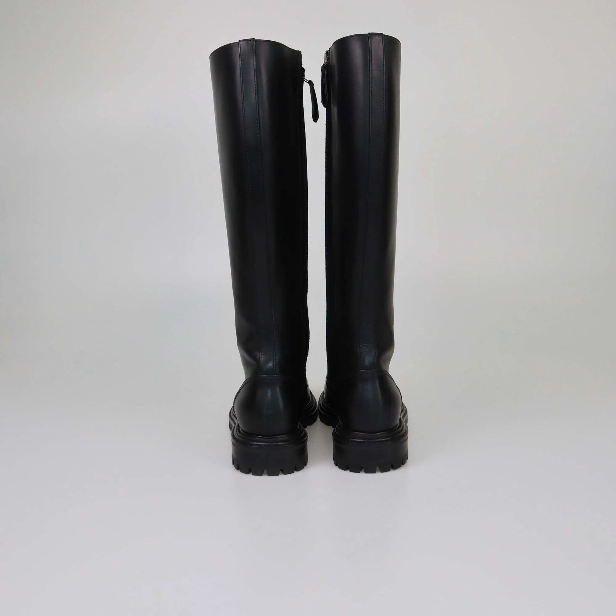 Aquazzura Black Knee High Lace Up Combat Boots