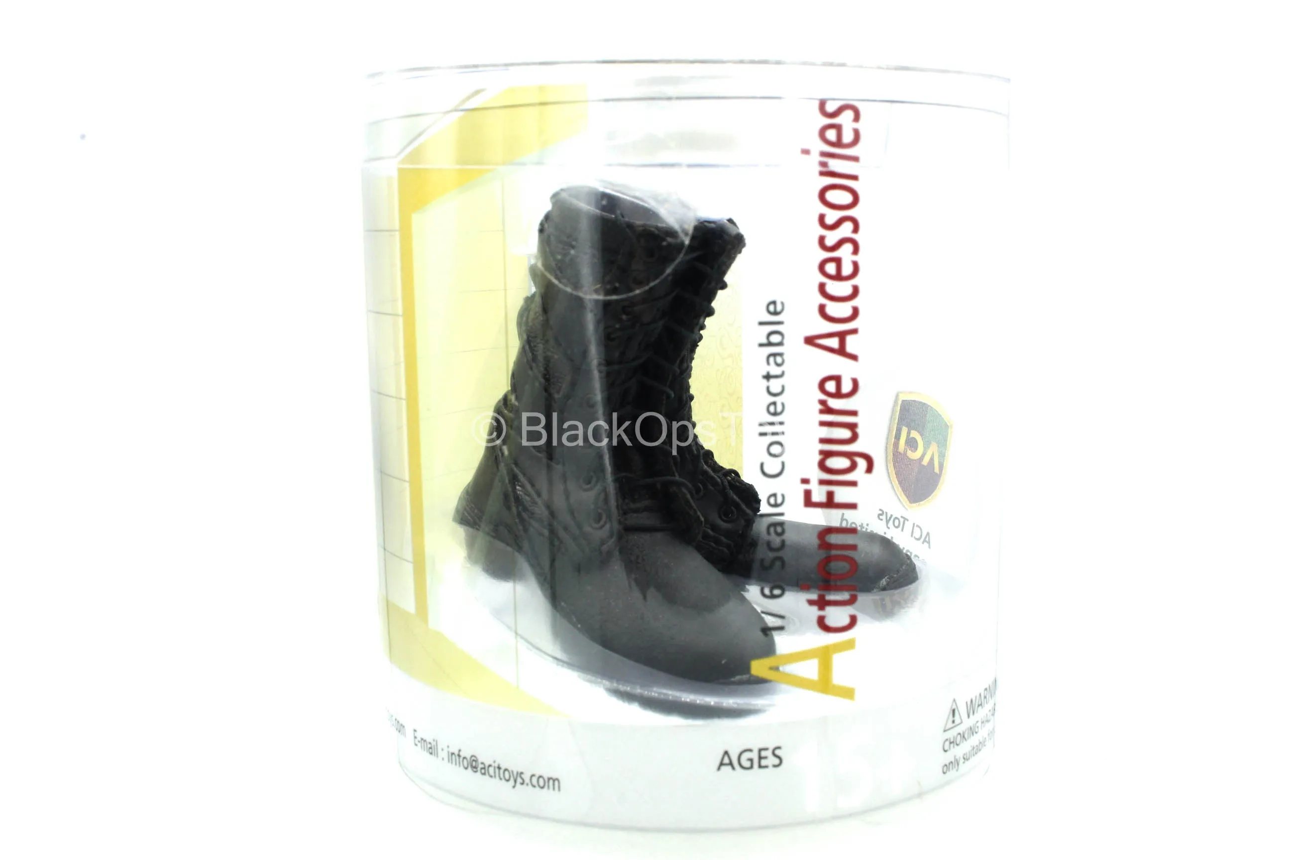 Black Leather Like Combat Boots - MINT IN BOX