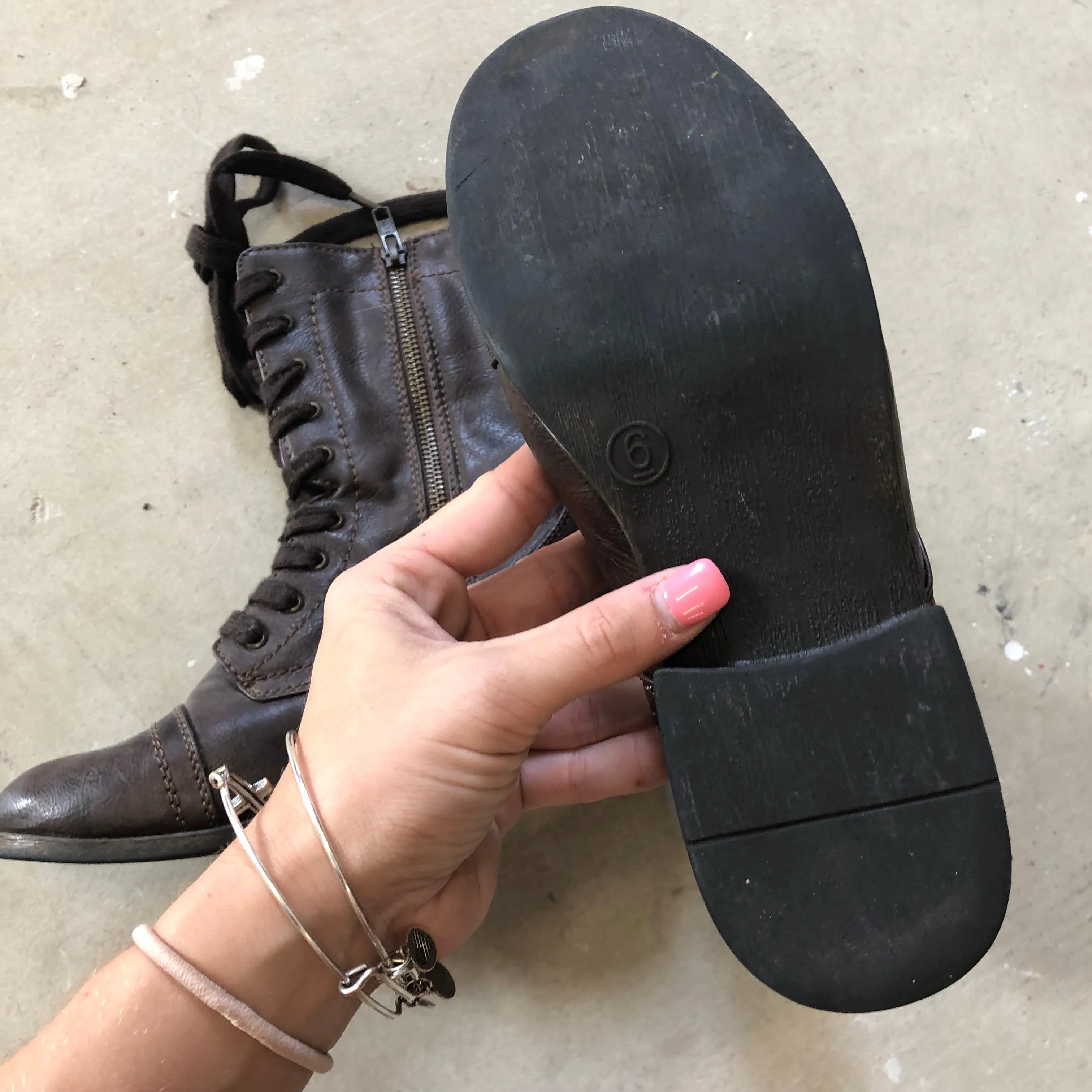 Brown Combat Boots - Size 6