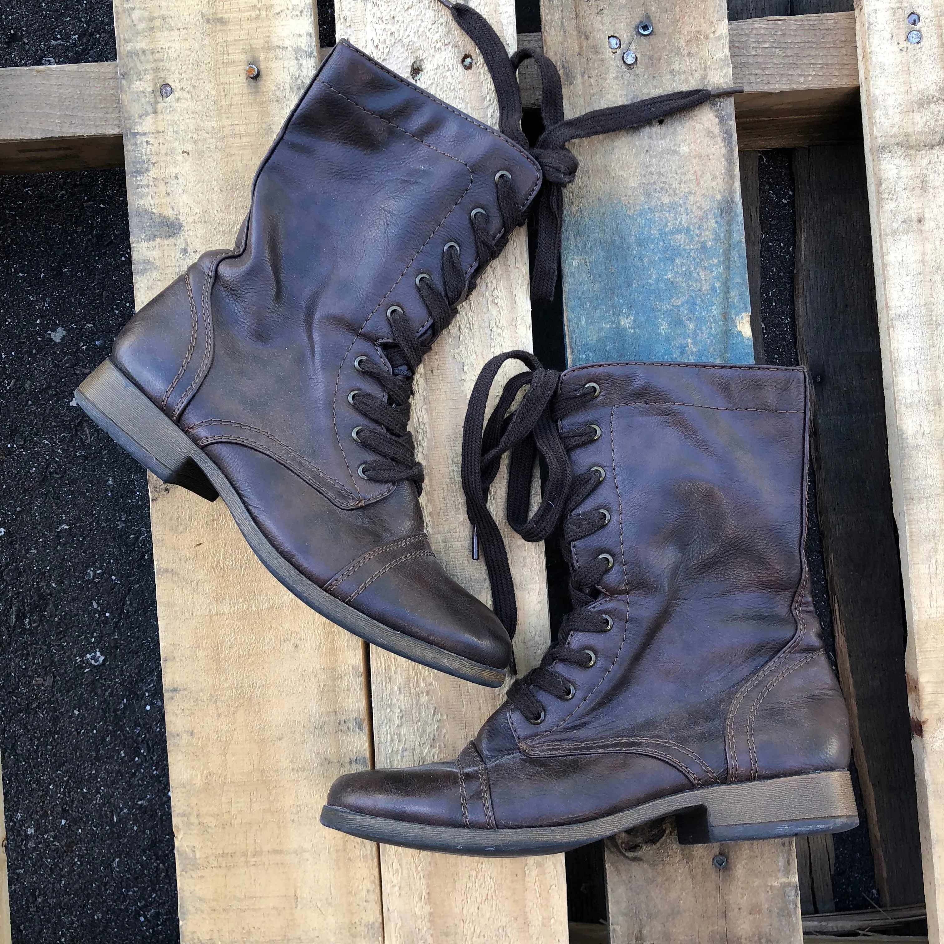 Brown Combat Boots - Size 6