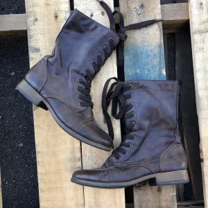 Brown Combat Boots - Size 6