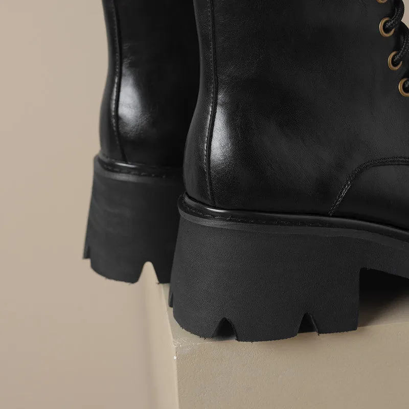 Brown Leather Platform Boots