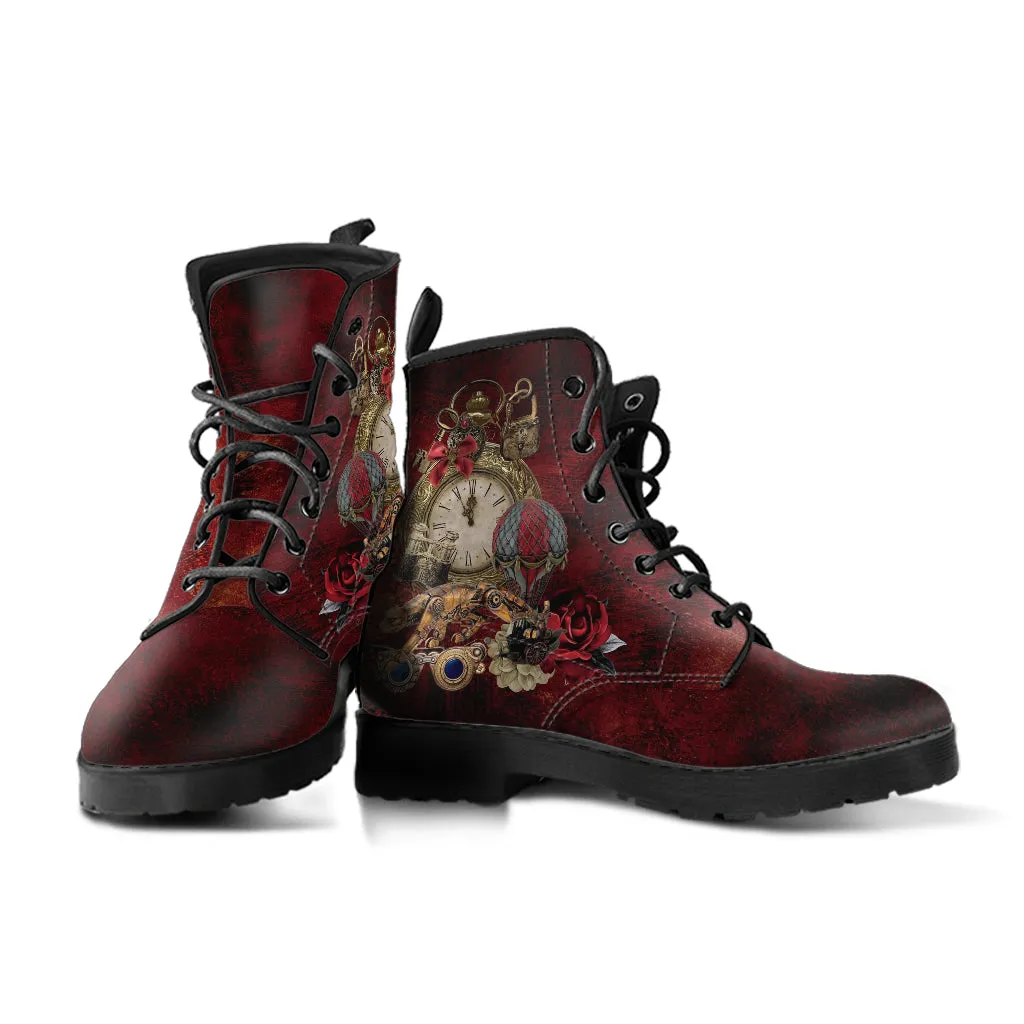 Combat Boots - Steampunk Inspired Design #109 | Grunge Unisex Adult Shoes, Vegan Leather Handmade Lace Up Boots, Custom Shoes Boho