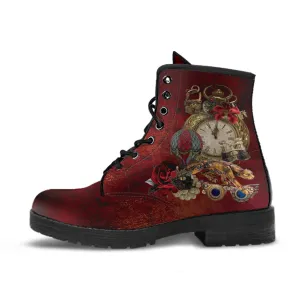 Combat Boots - Steampunk Inspired Design #109 | Grunge Unisex Adult Shoes, Vegan Leather Handmade Lace Up Boots, Custom Shoes Boho