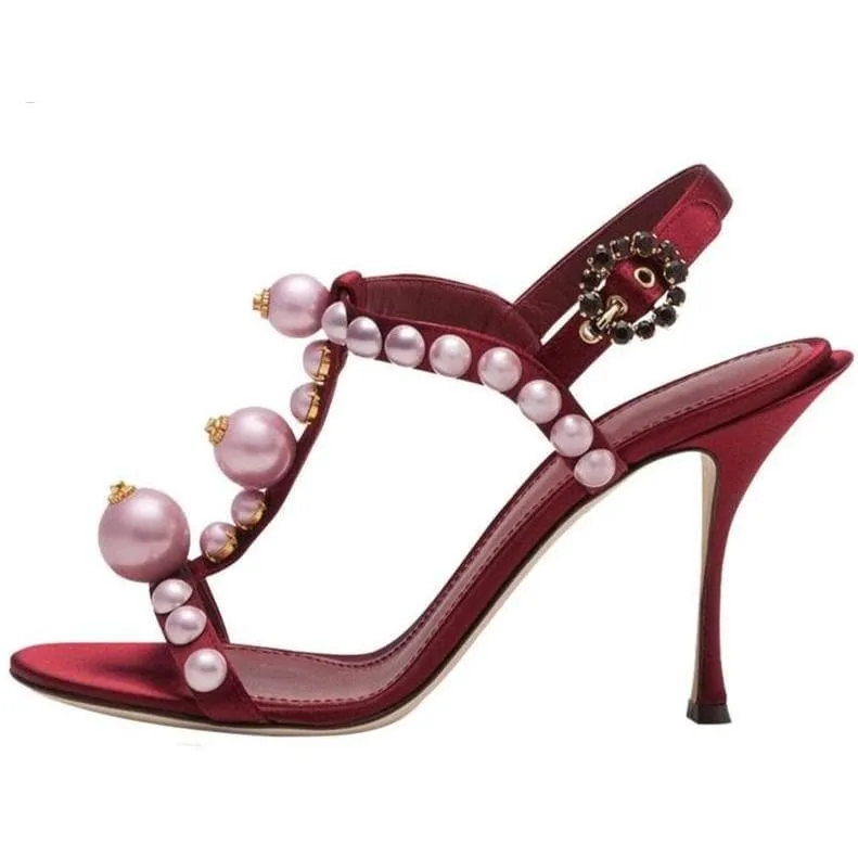 Crystal Pearl T-Strap Sandals