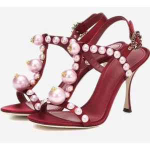 Crystal Pearl T-Strap Sandals