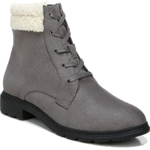 Dr. Scholl's Shoes Womens Networking Faux Suede Ankle Combat & Lace-up Boots