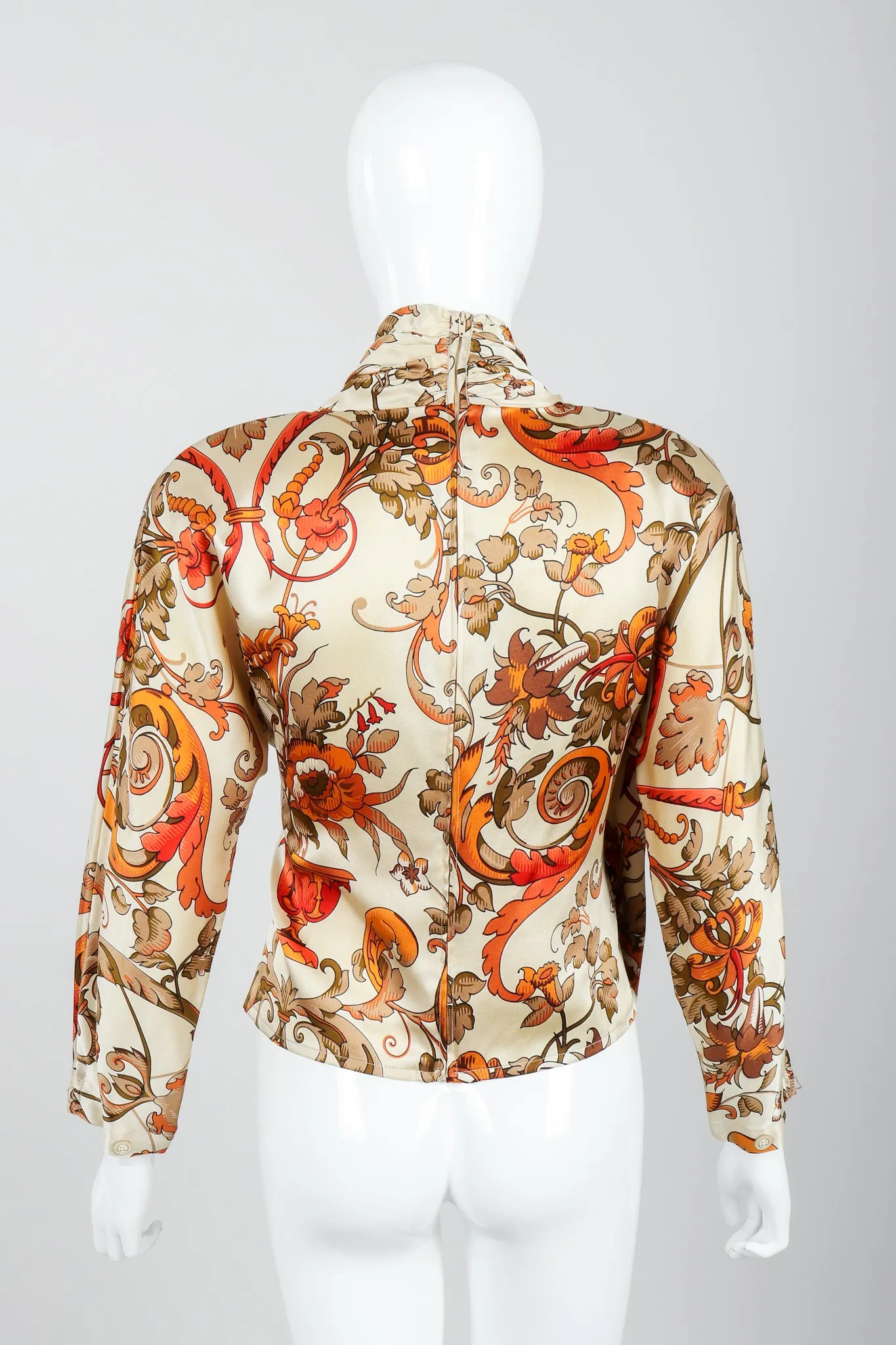 Draped Satin Wrap Blouse