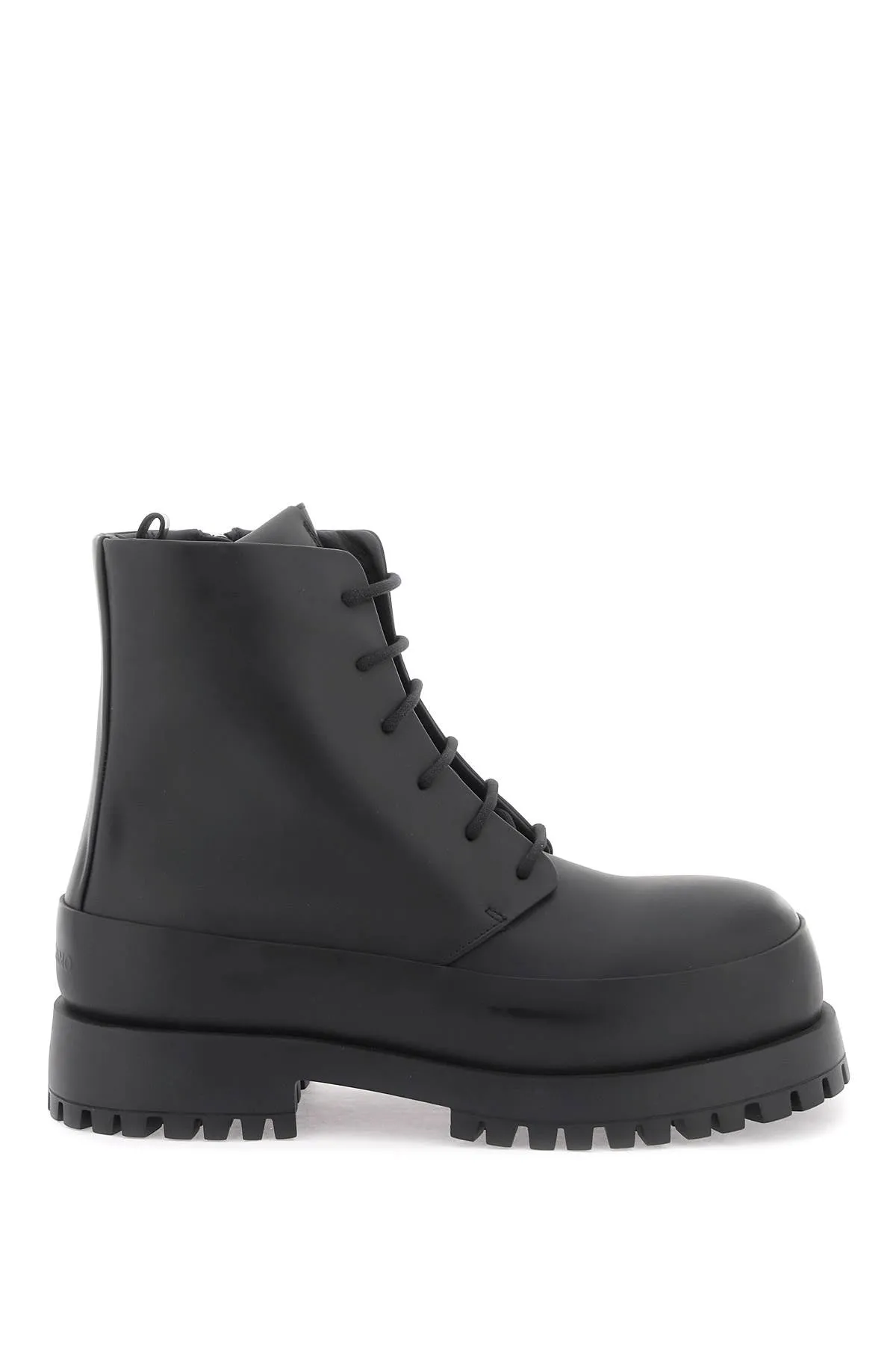 Ferragamo Rubberized Leather Combat Boots