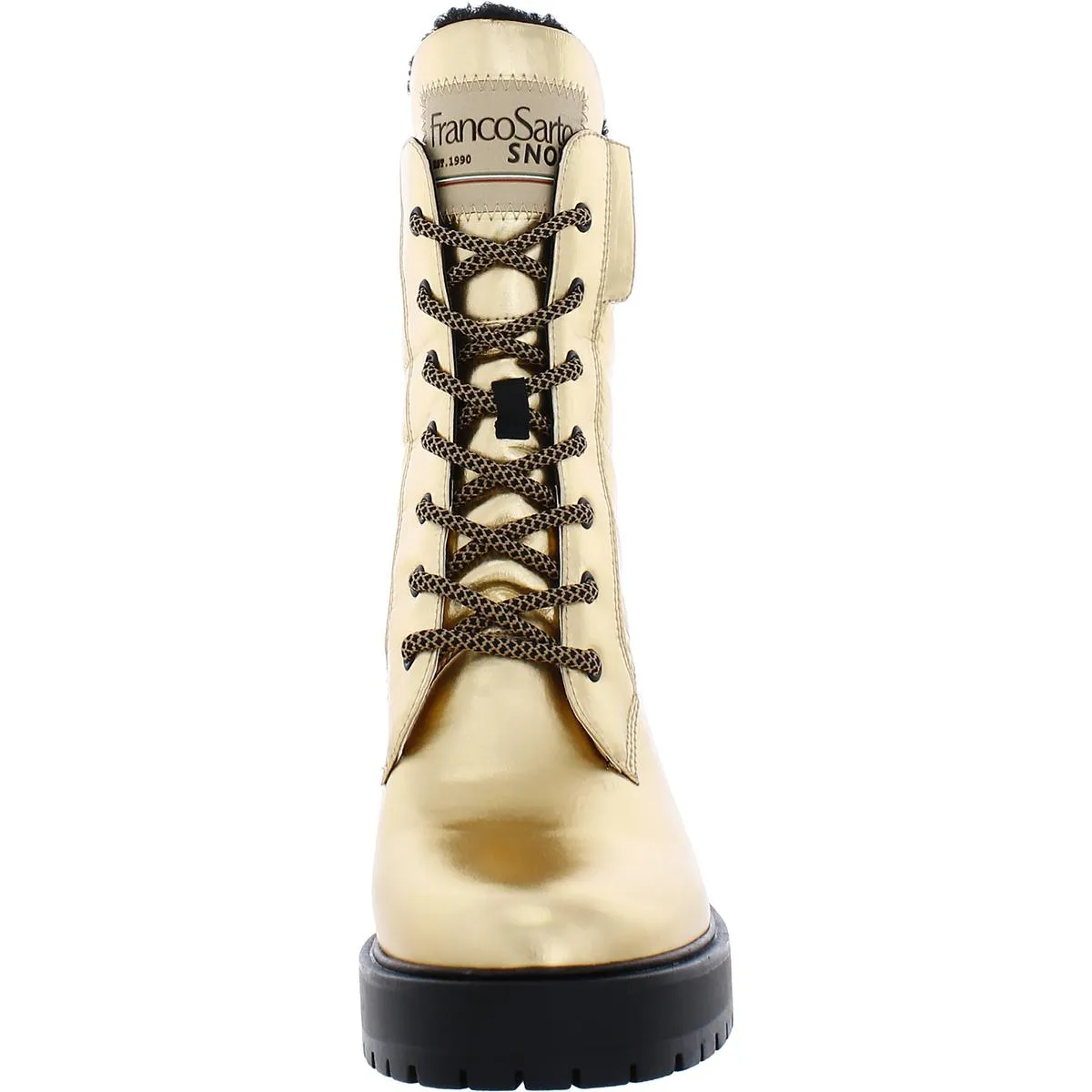Franco Sarto Womens Dizzy 2 Faux Fur Lined Round Toe Combat & Lace-up Boots