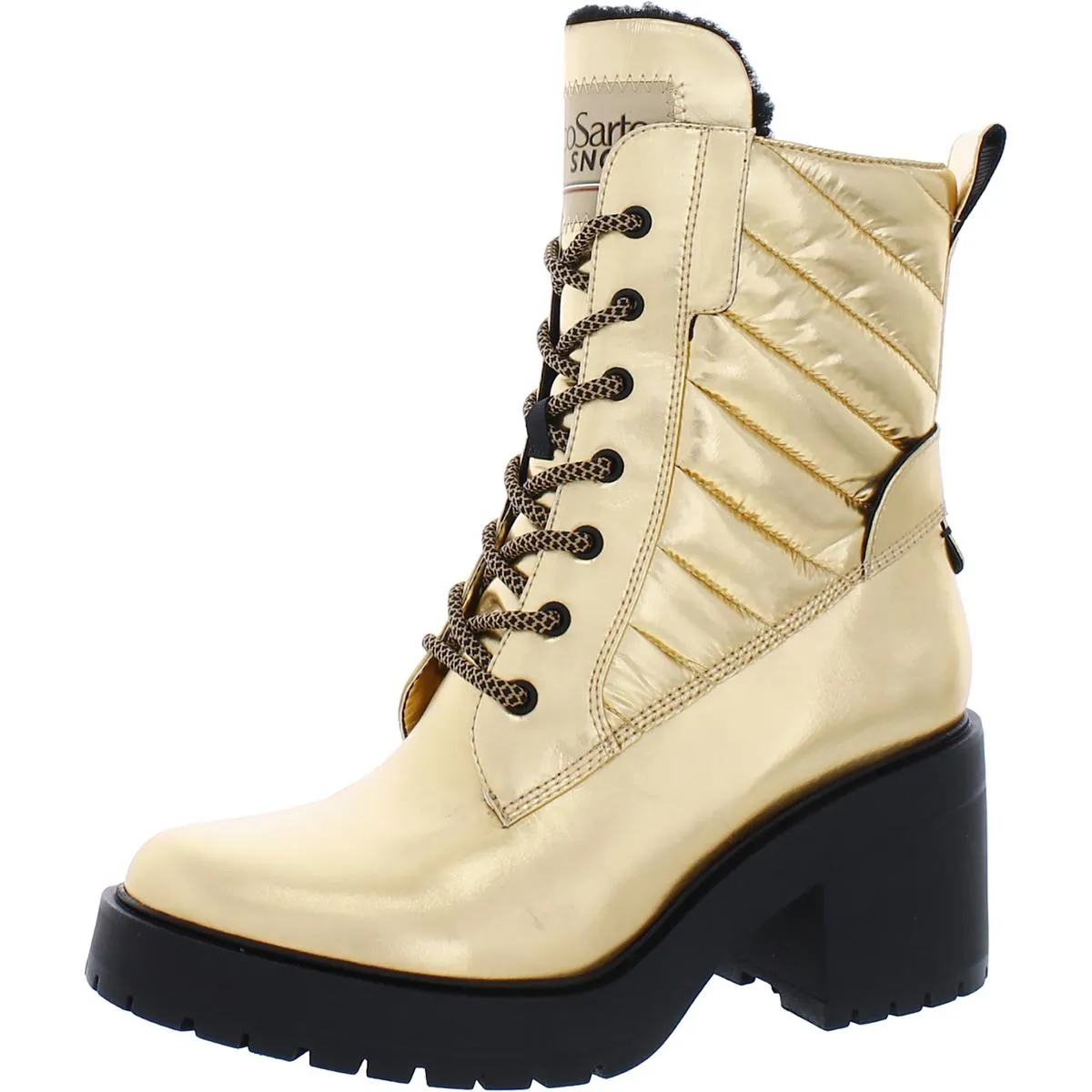 Franco Sarto Womens Dizzy 2 Faux Fur Lined Round Toe Combat & Lace-up Boots