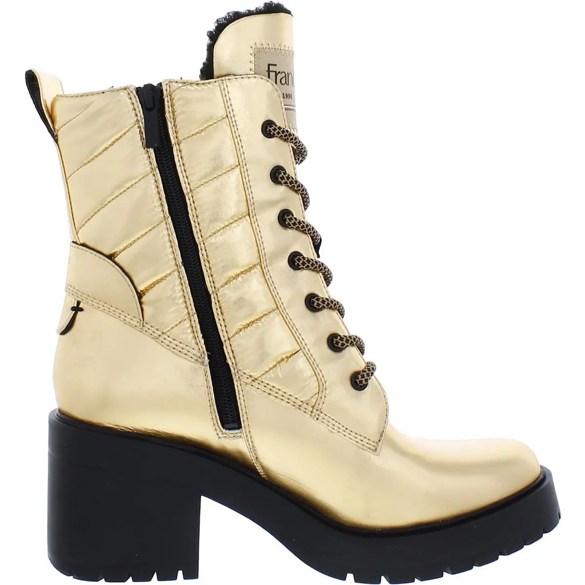 Franco Sarto Womens Dizzy 2 Faux Fur Lined Round Toe Combat & Lace-up Boots