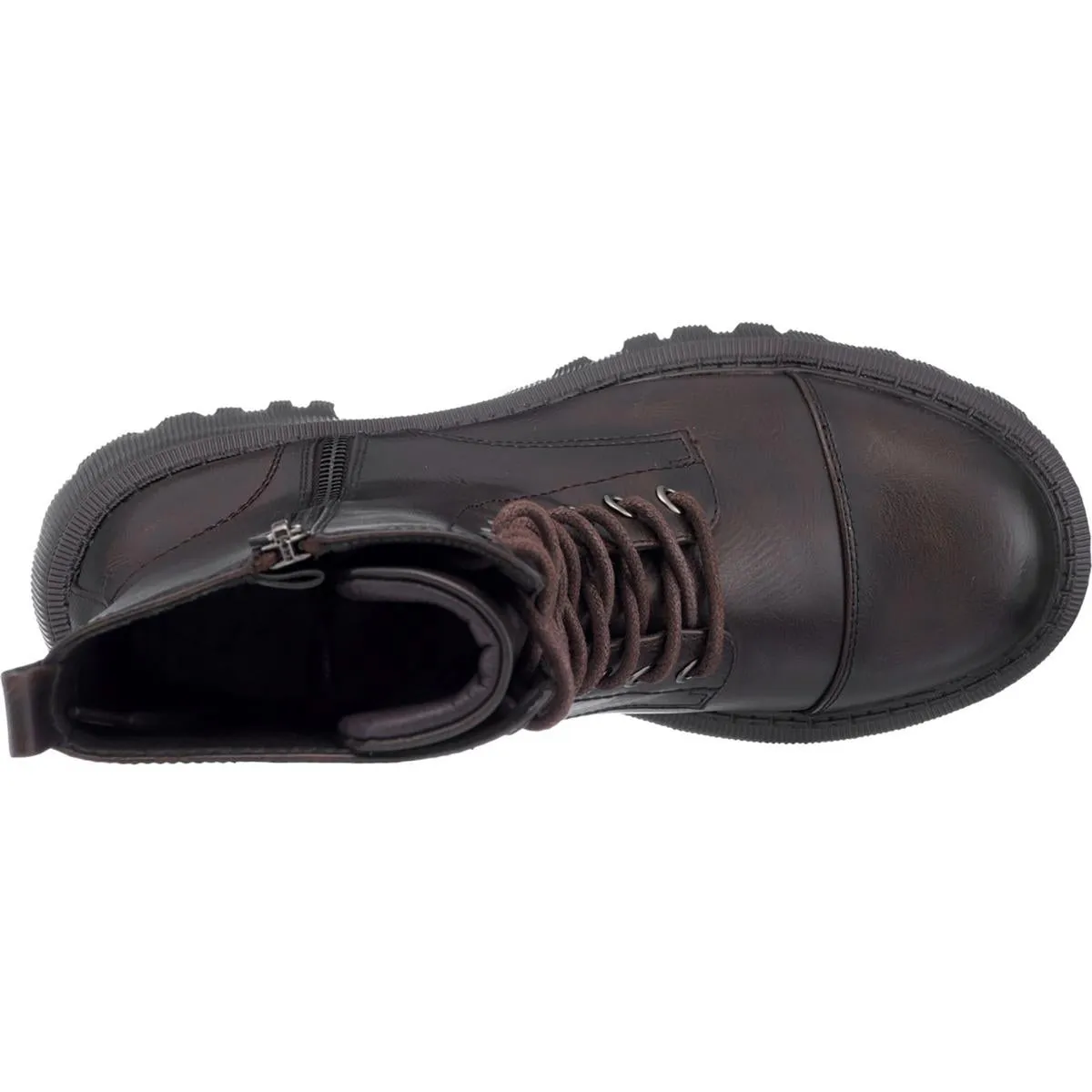 GC Shoes Womens Mckay Faux Leather Pull On Combat & Lace-up Boots