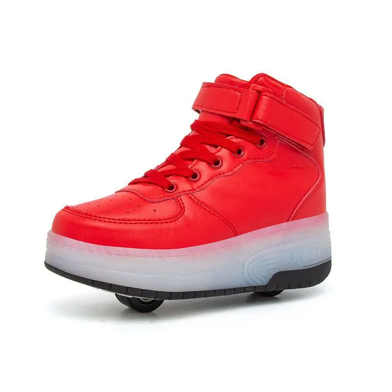 High Top Colorful Led Roller Shoes | Roller High Top Light Up Sneakers With Wheels