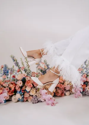 Juniper - Pearl Encrusted Wide Fit Bridal Block Heel