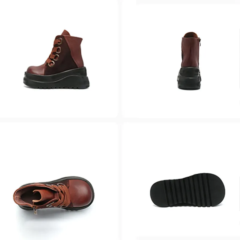 Lace up Martin Boots 90mm Platform Boots Handmade Combat Boots in Brown/Black/Green