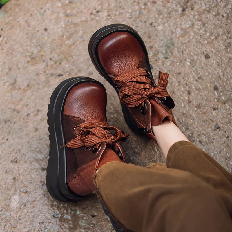 Lace up Martin Boots 90mm Platform Boots Handmade Combat Boots in Brown/Black/Green