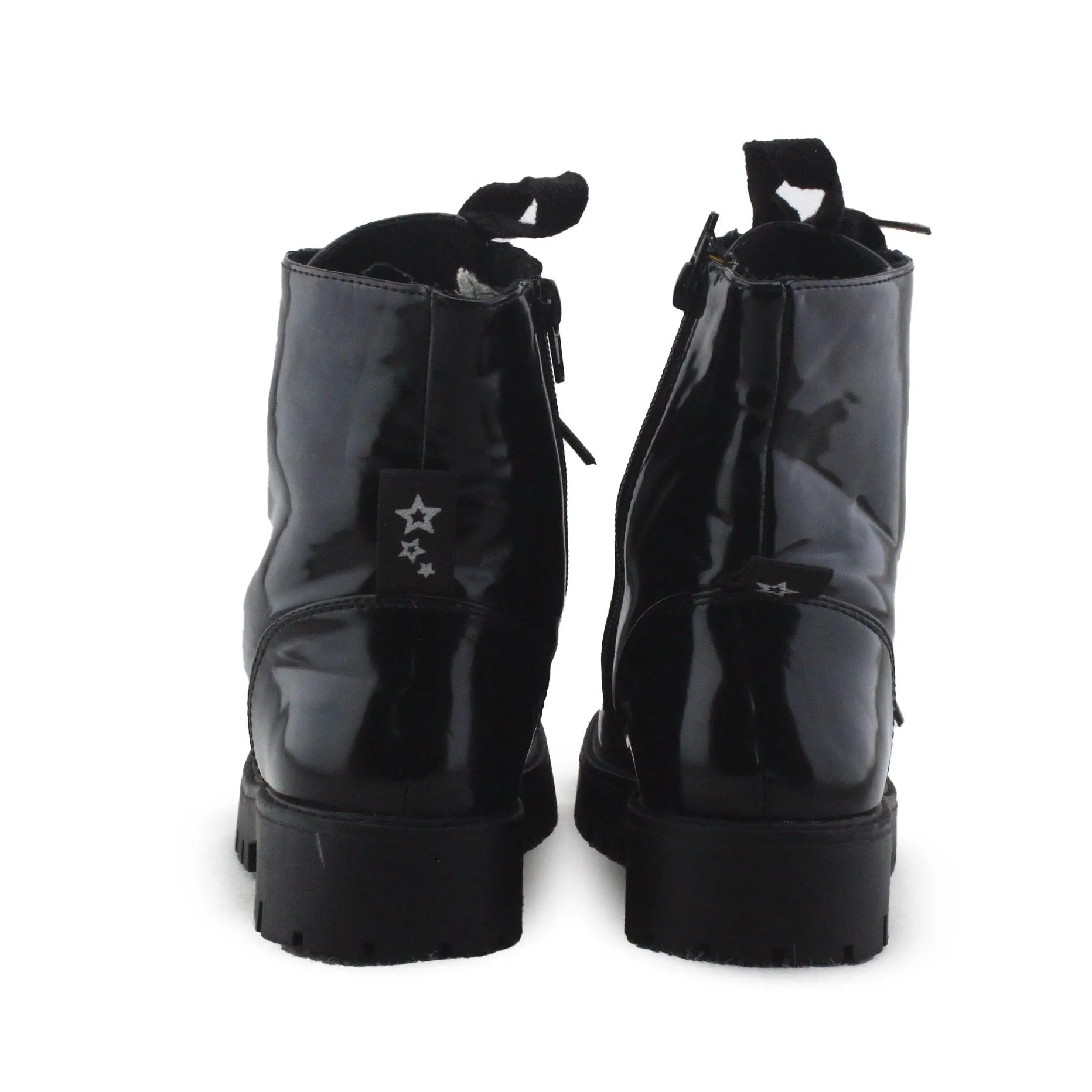 Lefties Zipper Laces Combat Ankle Boots