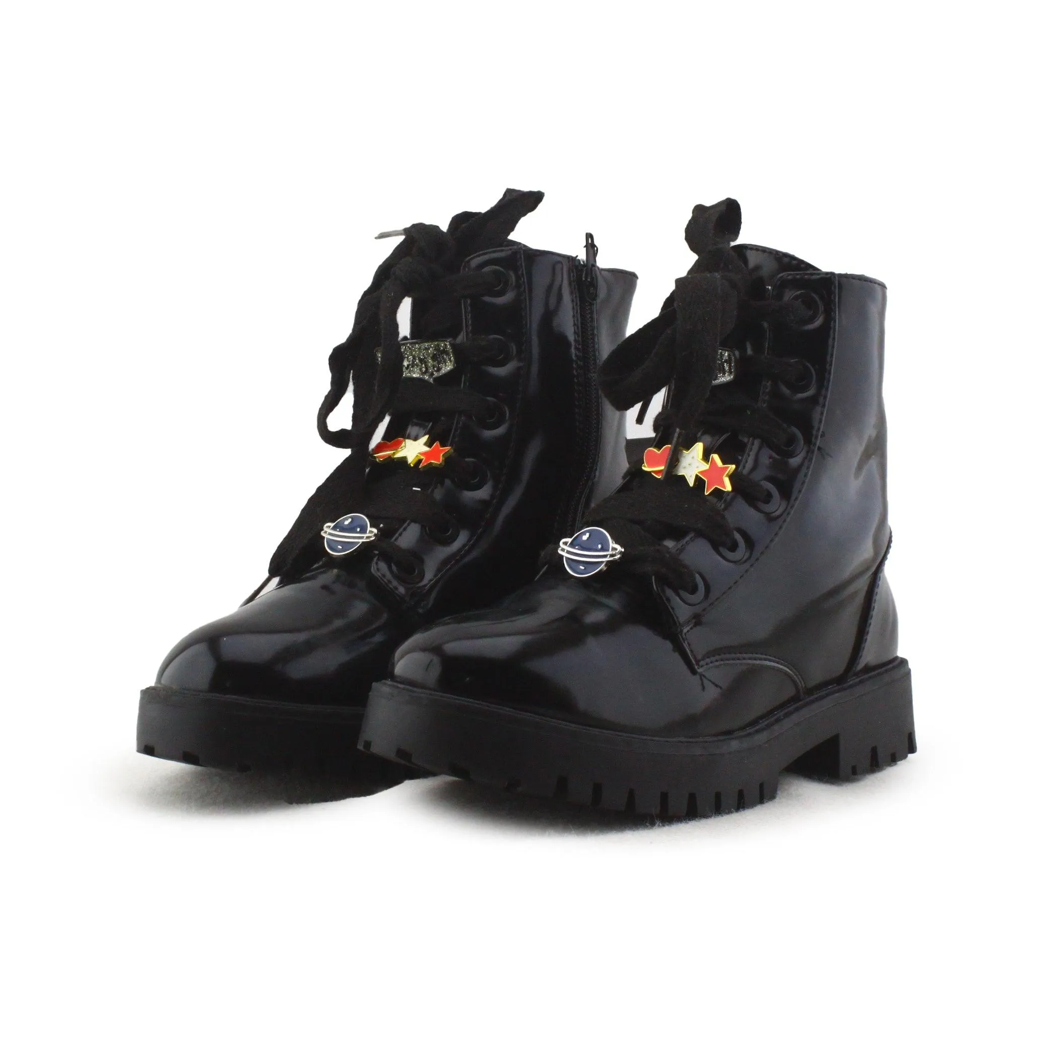Lefties Zipper Laces Combat Ankle Boots