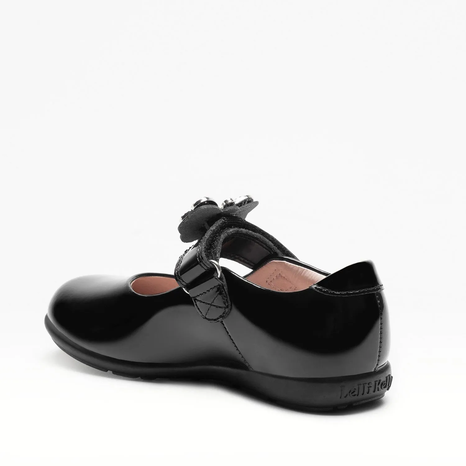 Lelli Kelly Luna Butterfly Girls Wide Black Patent School Shoe
