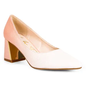 Metallic Accent Block Heel Pumps
