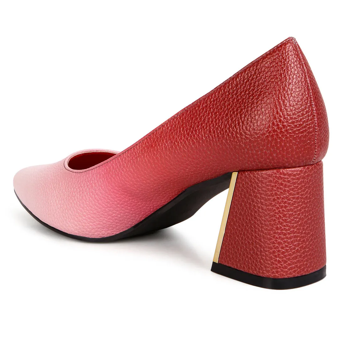 Metallic Accent Block Heel Pumps