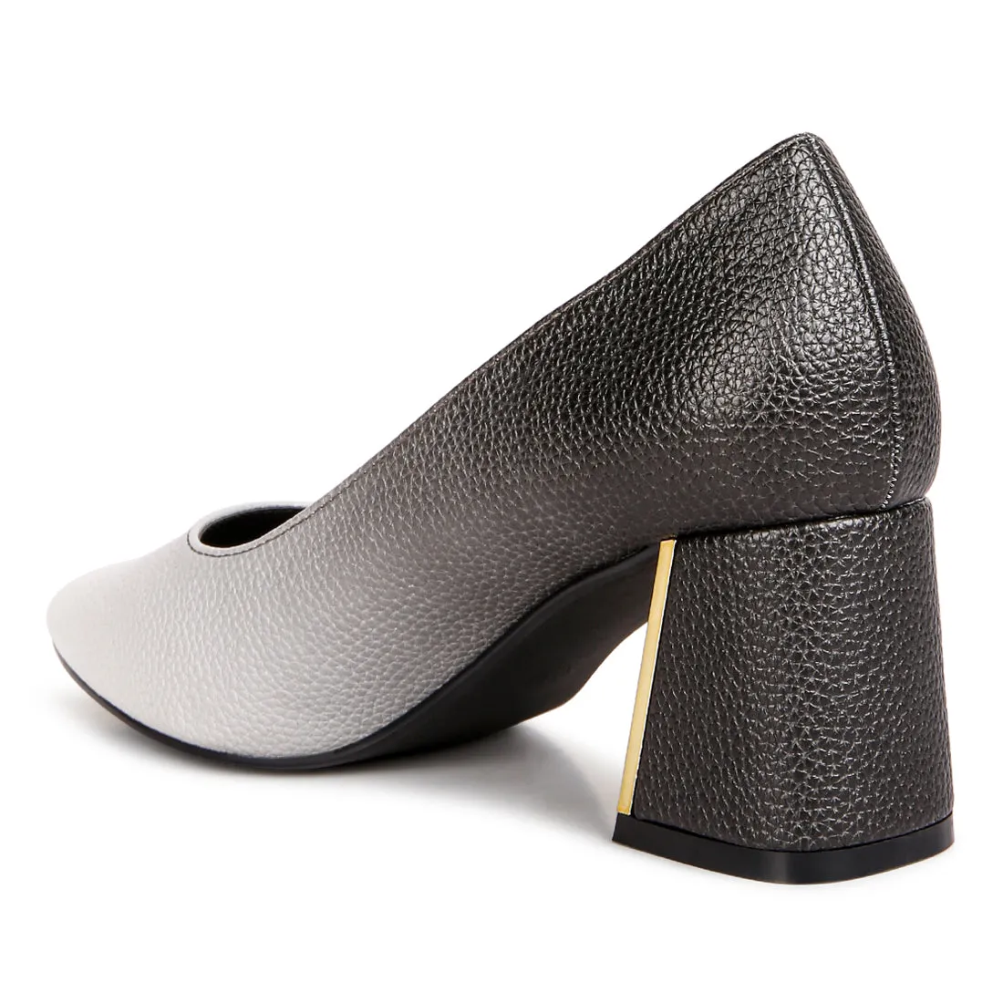 Metallic Accent Block Heel Pumps
