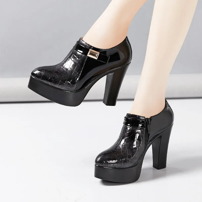 New Arrival Patent Leather Colorblock Heels for Women | Brodtica.com