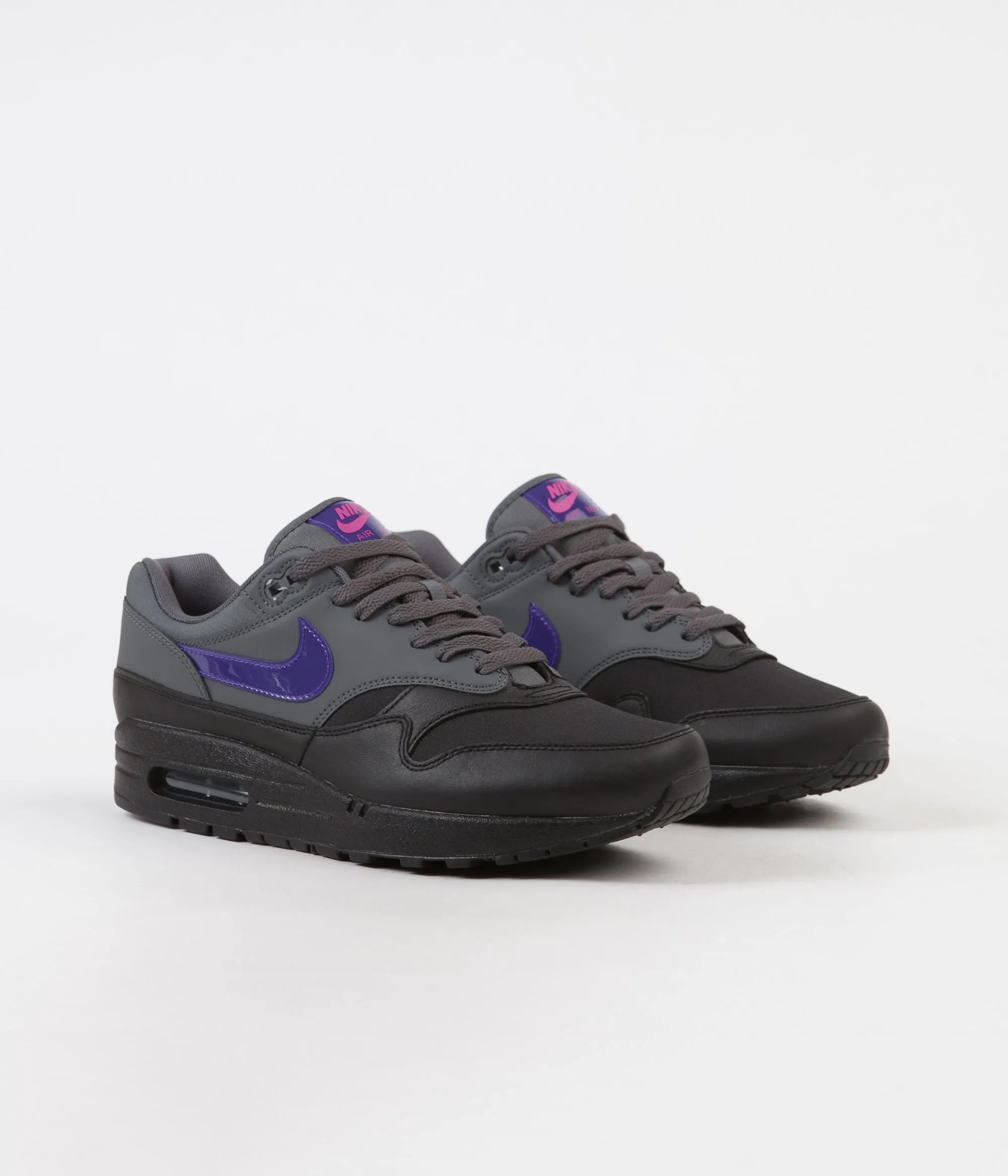 Nike Air Max 1 Shoes - Dark Grey / Fierce Purple - Black - Pink Blast