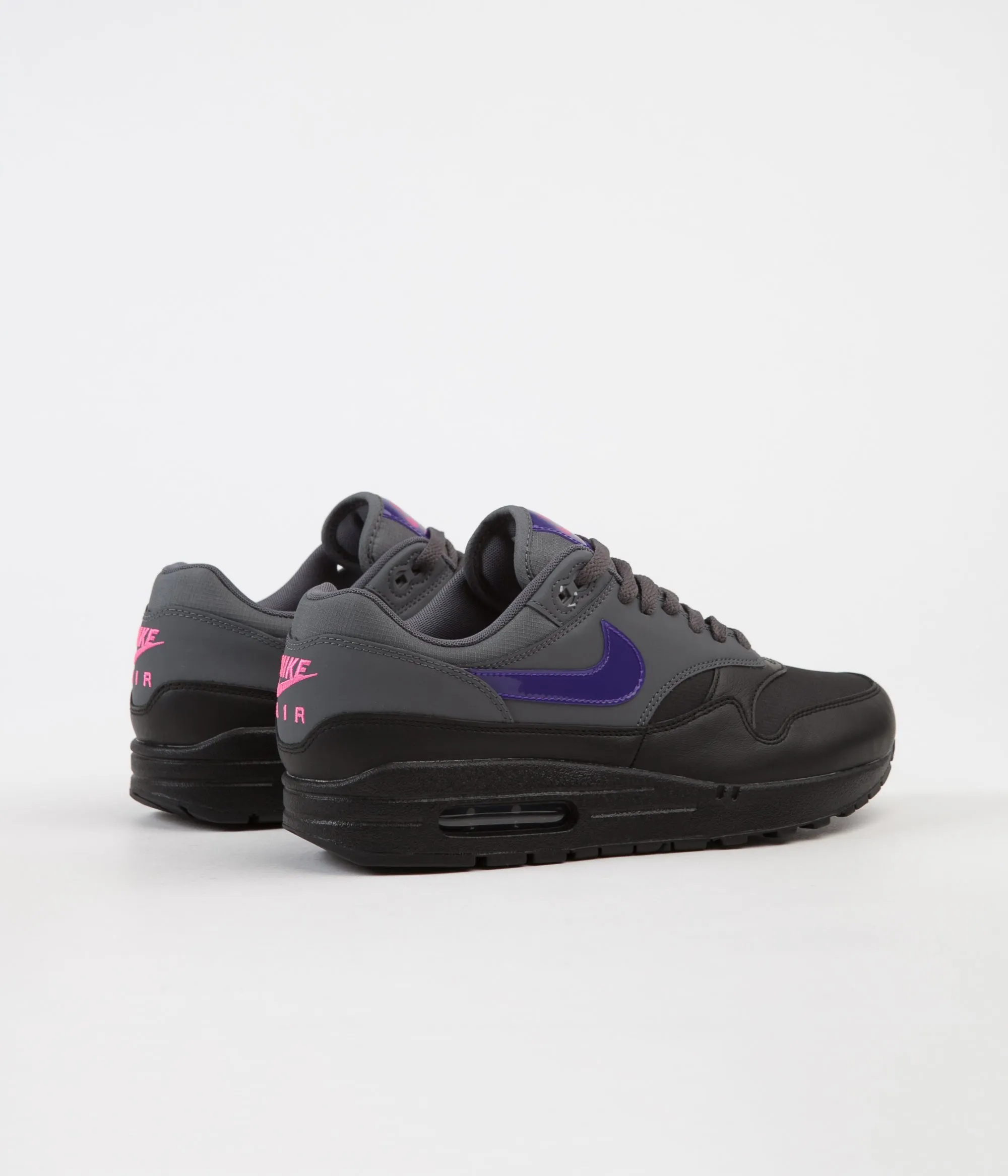 Nike Air Max 1 Shoes - Dark Grey / Fierce Purple - Black - Pink Blast