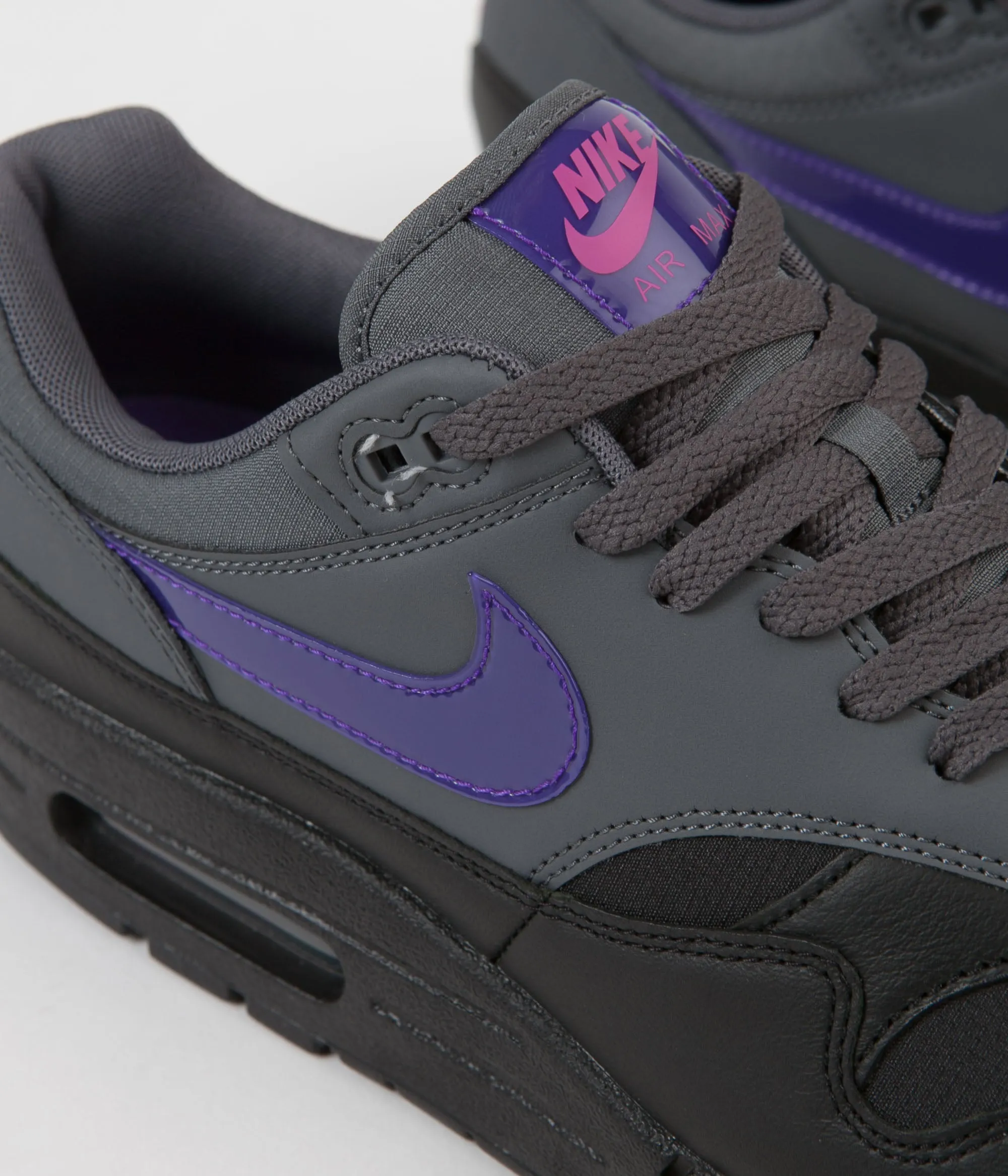 Nike Air Max 1 Shoes - Dark Grey / Fierce Purple - Black - Pink Blast