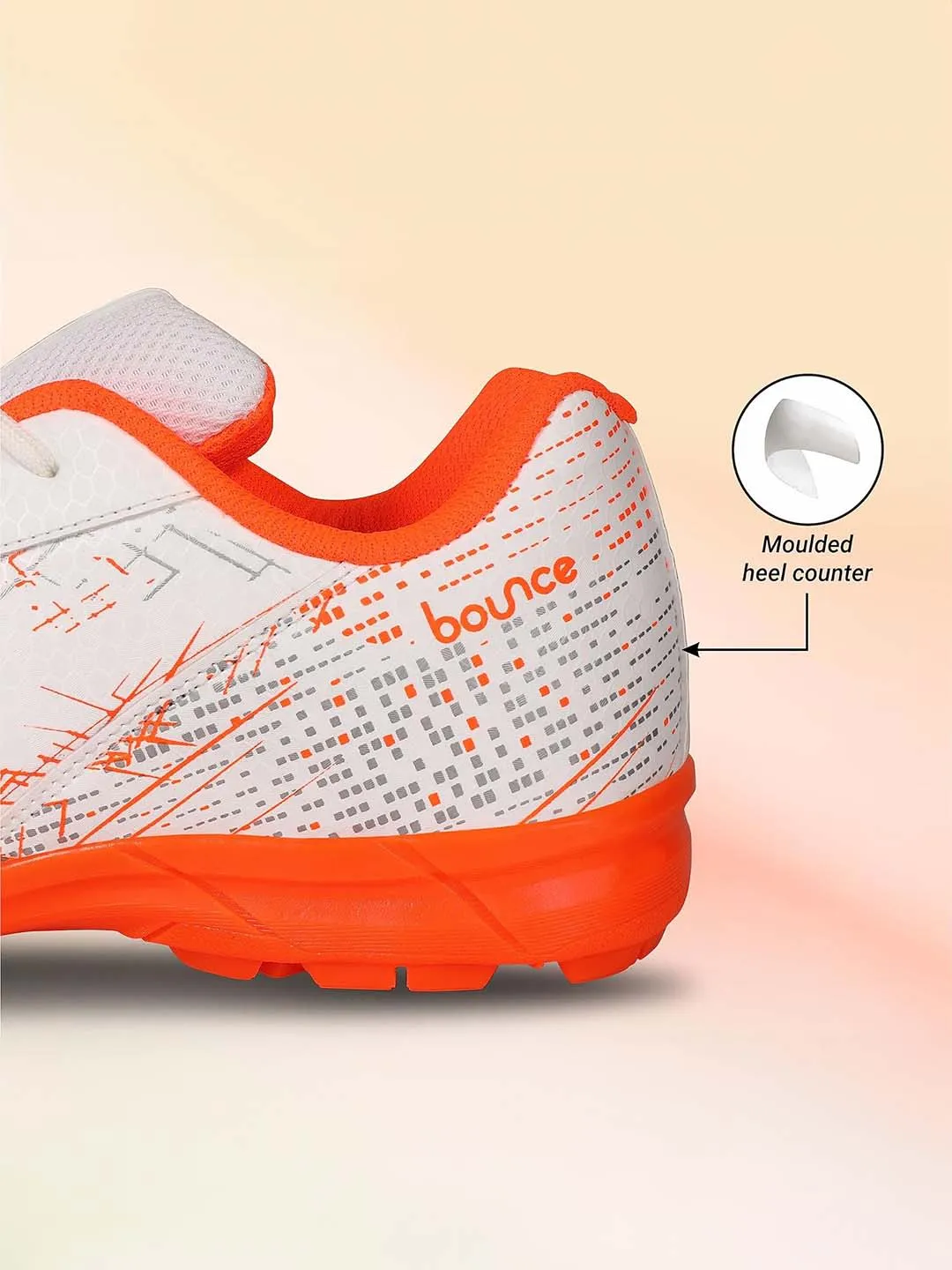 Nivia Bounce Cricket Shoe For Men With Synthetic Leather Upper/Sports Shoes/Eva Sockliner For Sports/ (White/Orange)