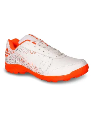 Nivia Bounce Cricket Shoe For Men With Synthetic Leather Upper/Sports Shoes/Eva Sockliner For Sports/ (White/Orange)