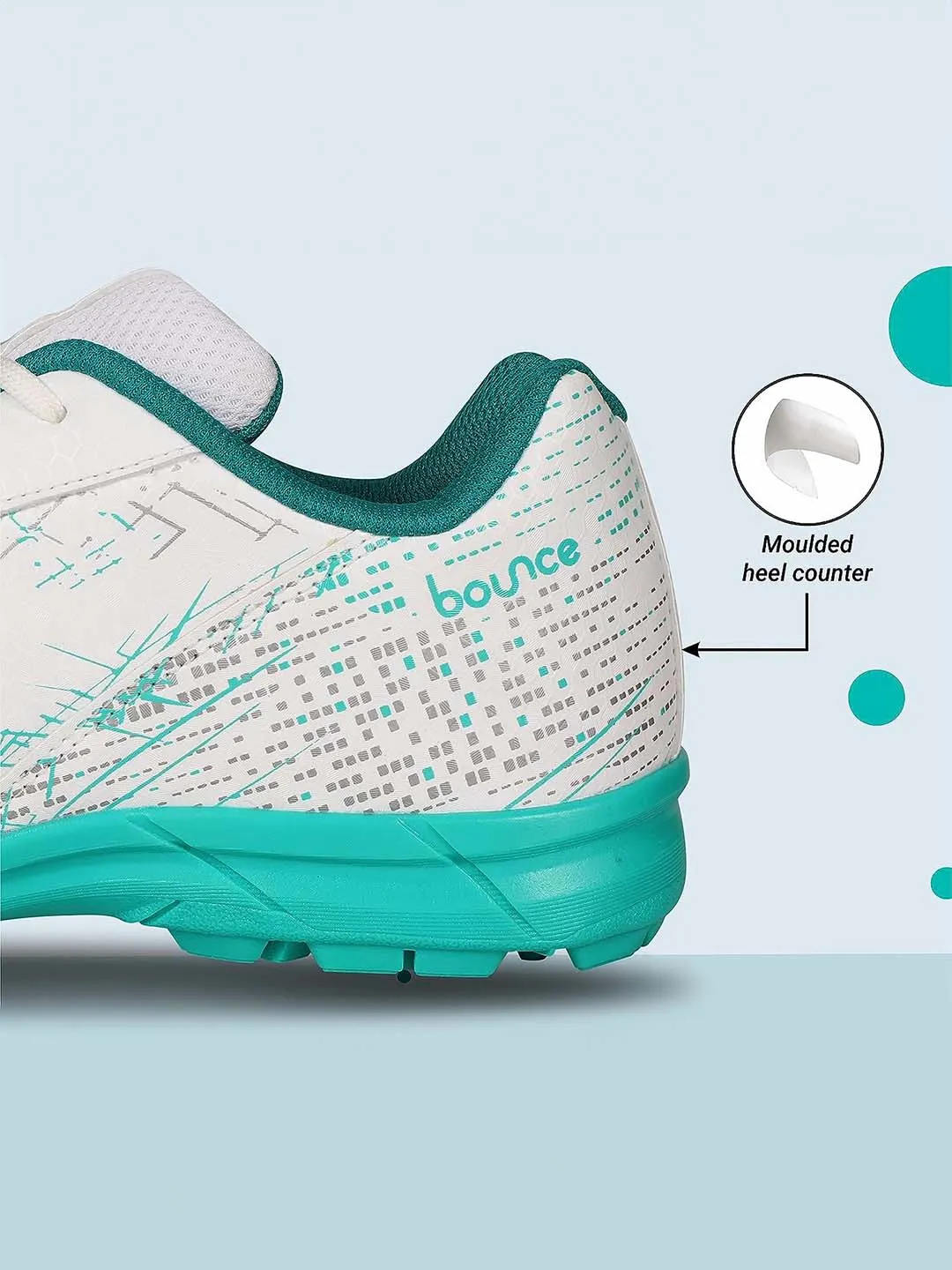 Nivia Bounce Cricket Shoe For Men With Synthetic Leather Upper/Sports Shoes/Eva Sockliner For Sports/ (White/Turquoise)