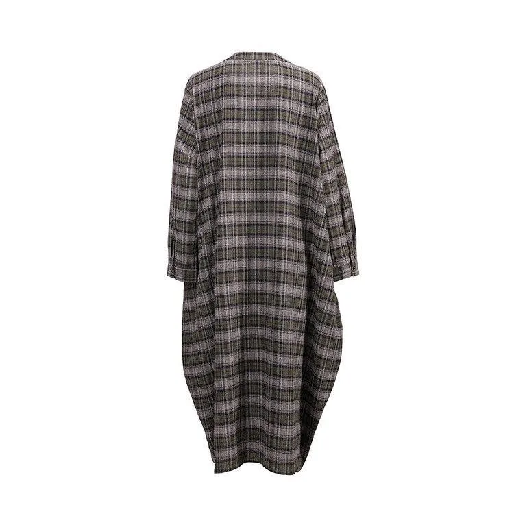Oversized Plaid Midi Dress