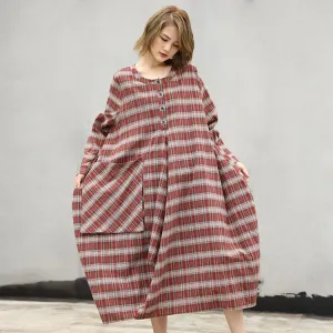Oversized Plaid Midi Dress