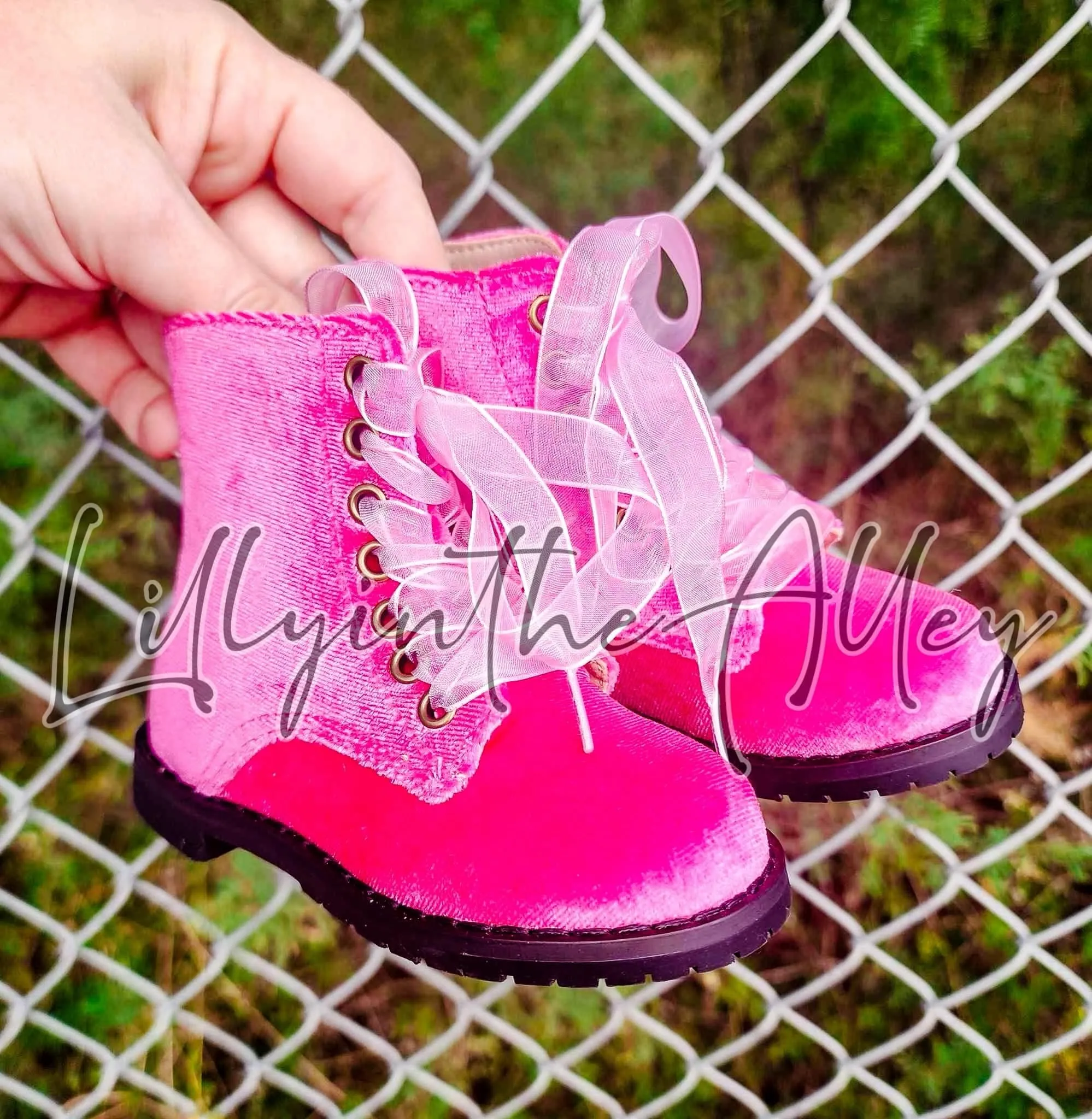 Pink Velvet Boots