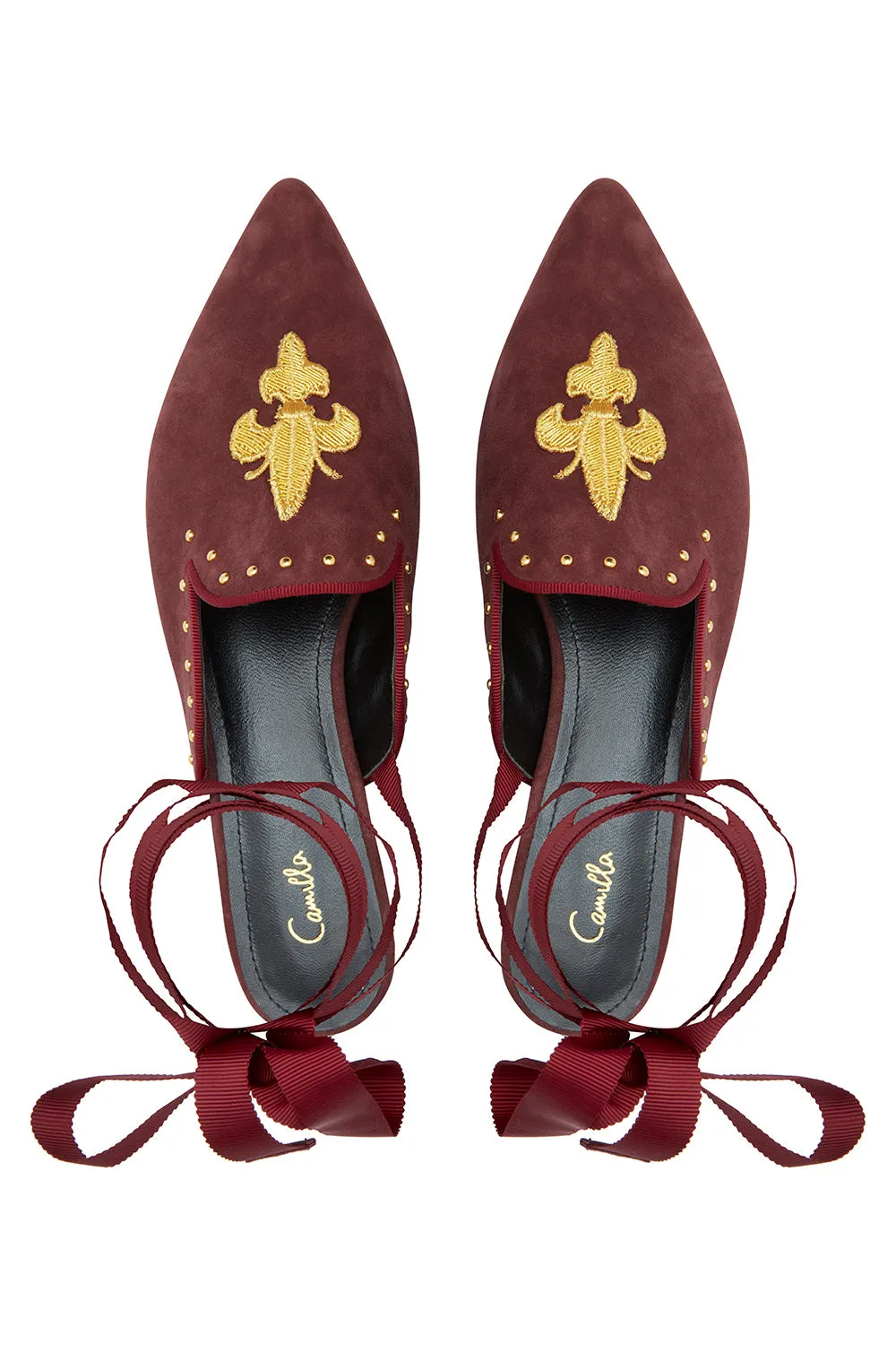 POINT SLIPPER AND TIE BURGUNDY