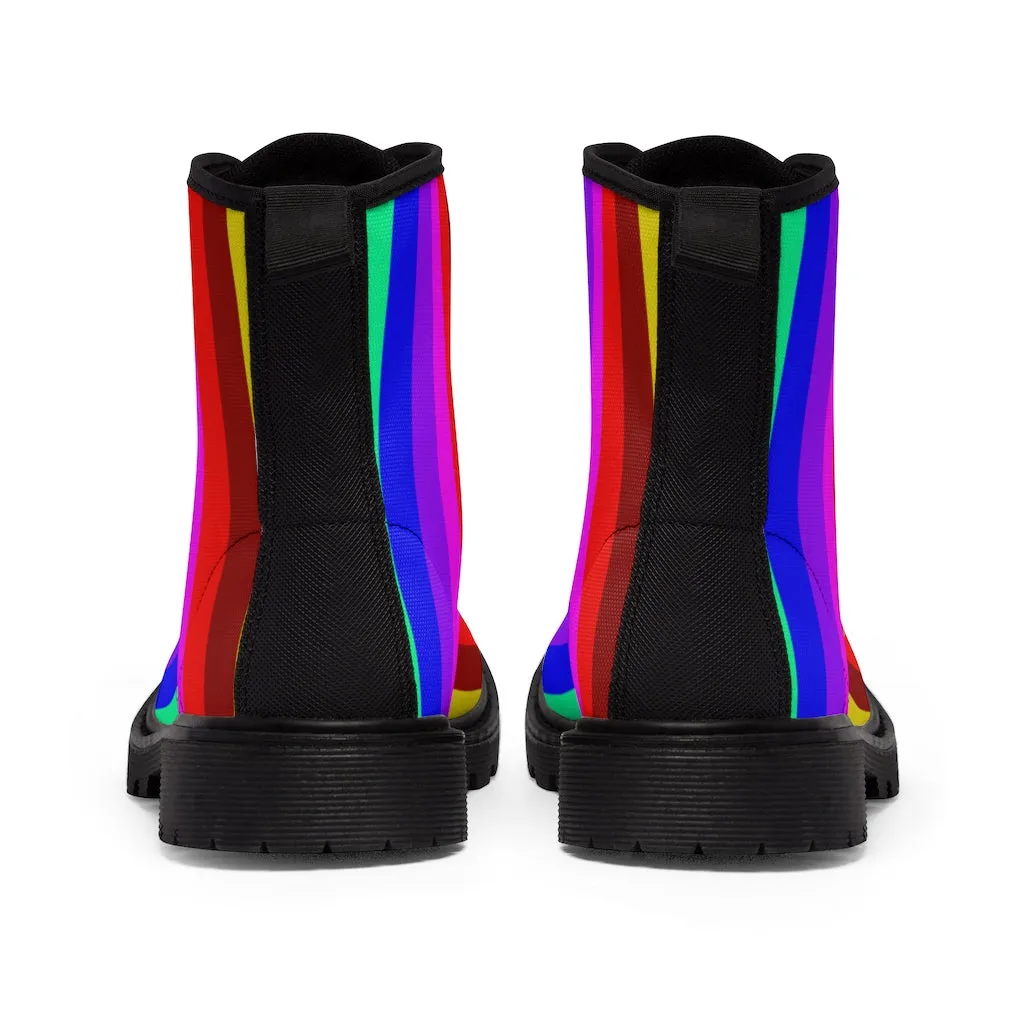Rainbow Gay Pride Ladies' Boots, Designer Modern Gay Friendly Women's Canvas Boots(US Size 6.5-11)