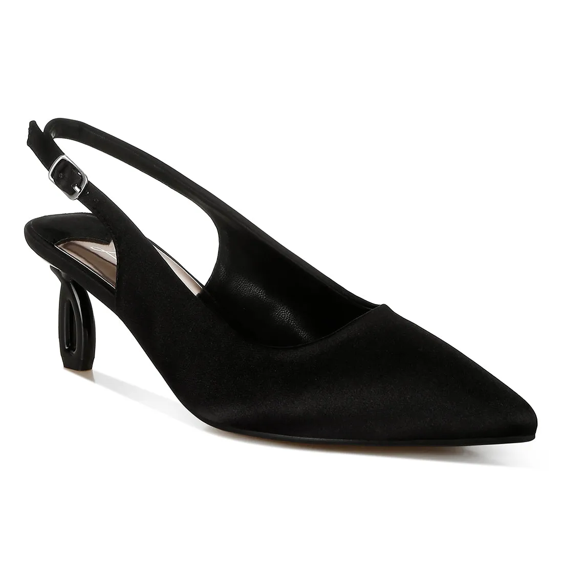 Satin Pointed Toe Slingbacks