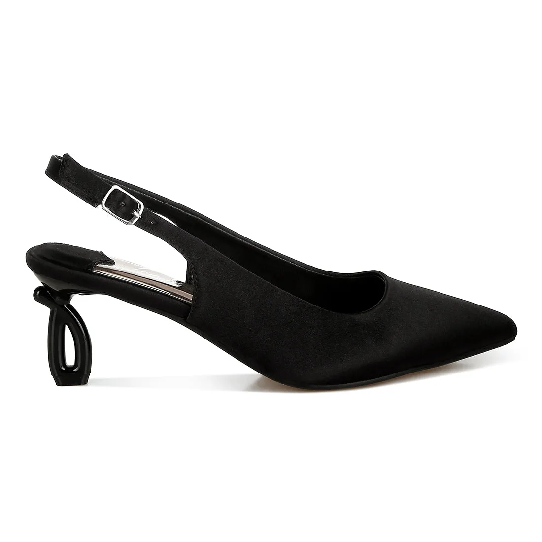 Satin Pointed Toe Slingbacks