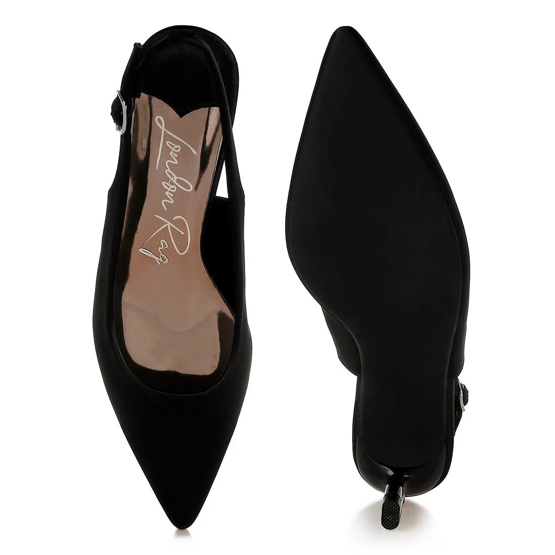 Satin Pointed Toe Slingbacks