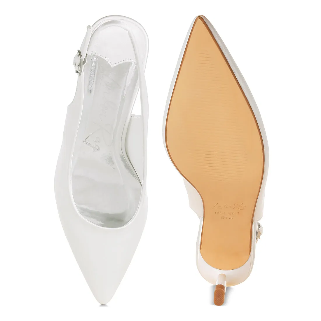 Satin Pointed Toe Slingbacks