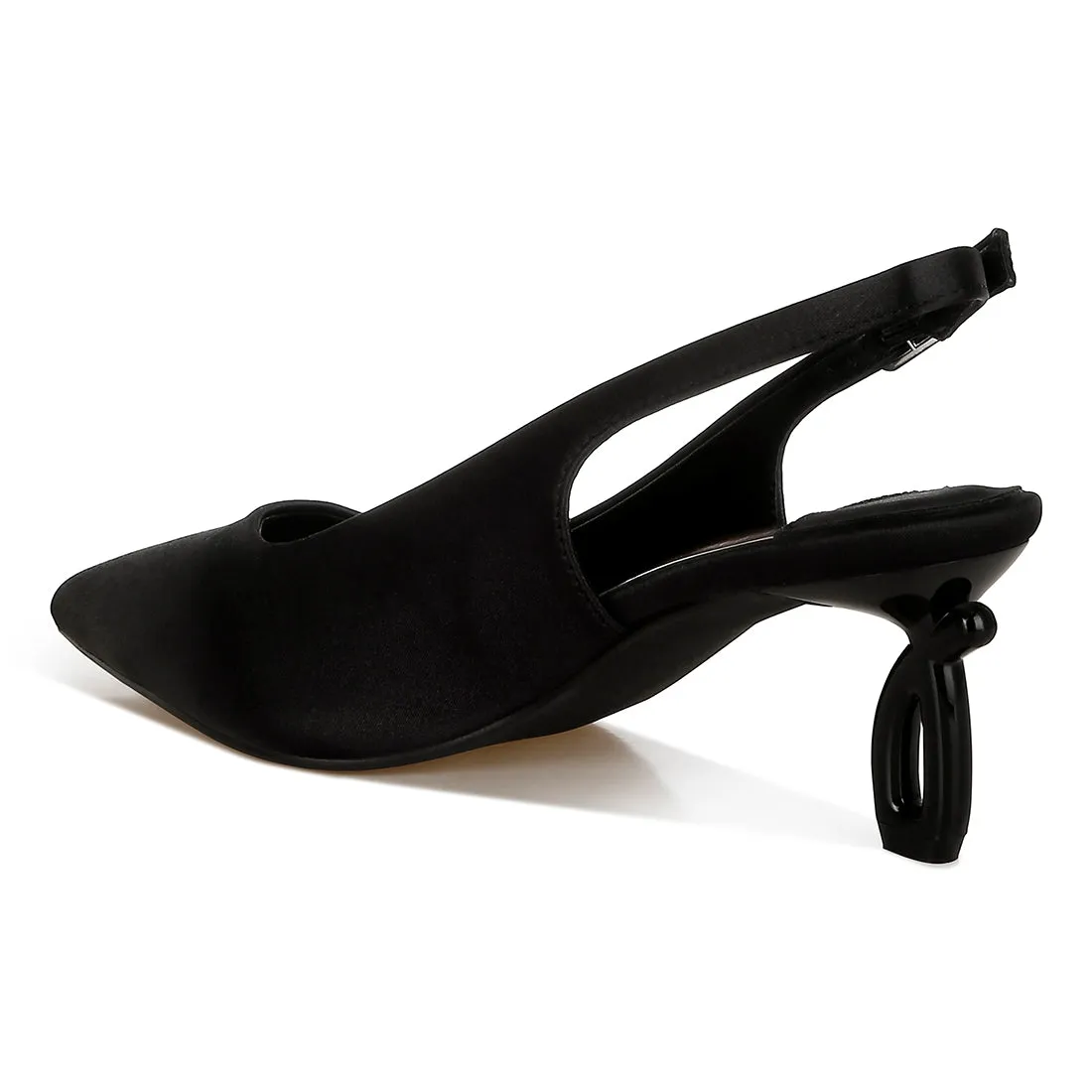 Satin Pointed Toe Slingbacks