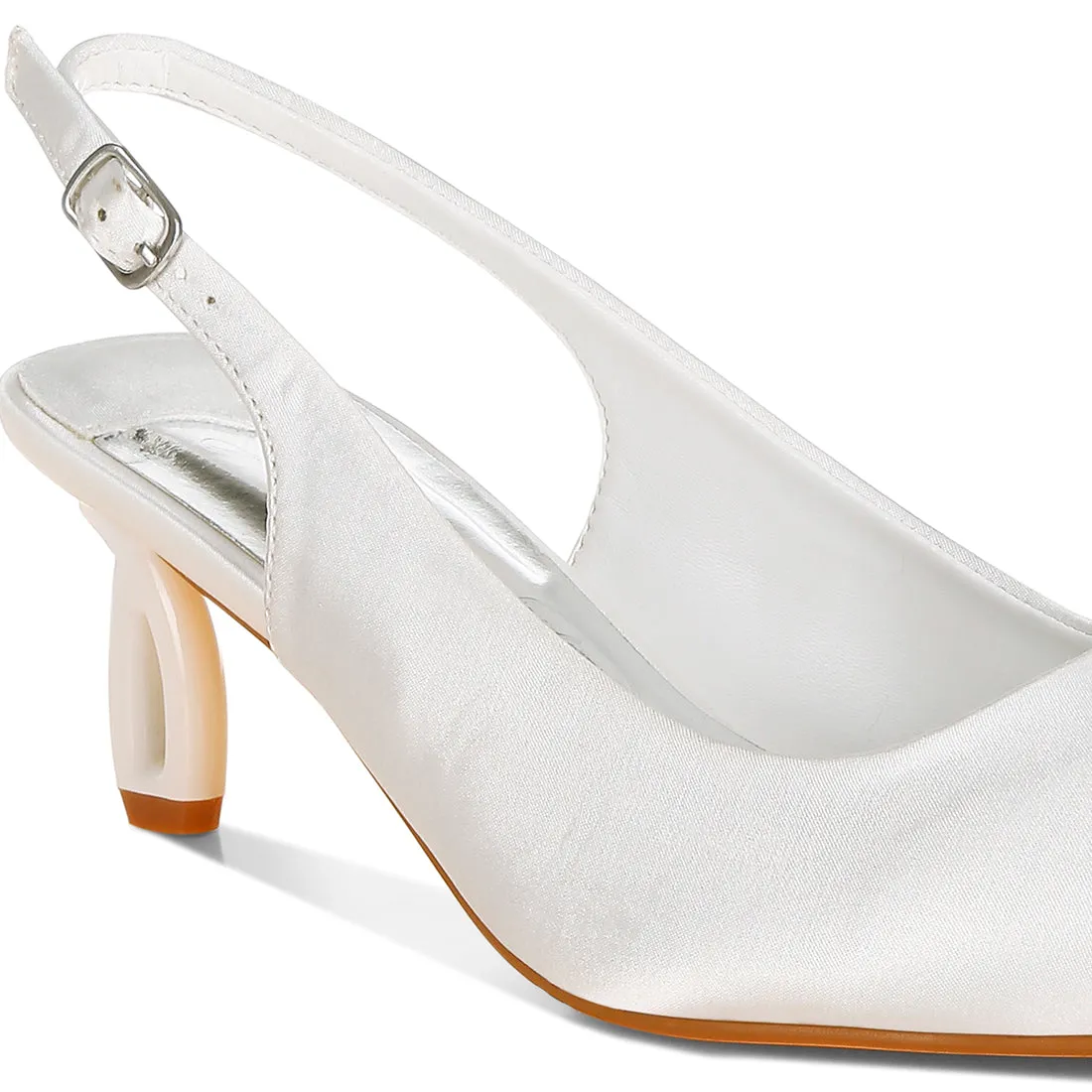 Satin Pointed Toe Slingbacks